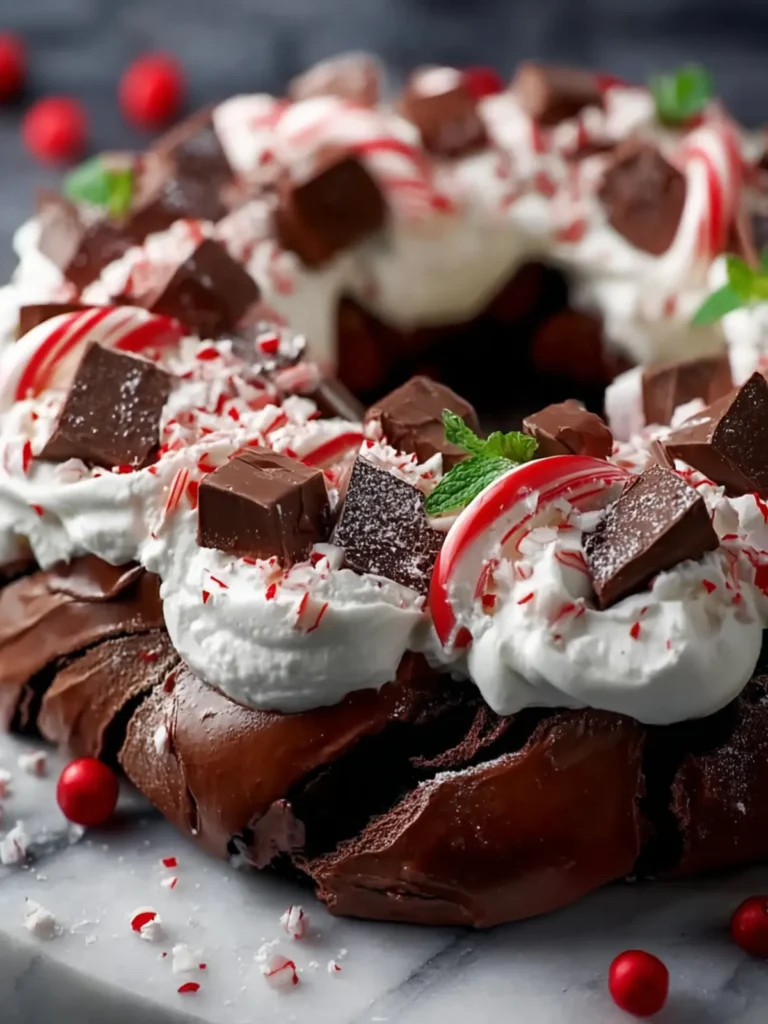 Chocolate Peppermint Christmas Pavlova Wreath Dessert First Image