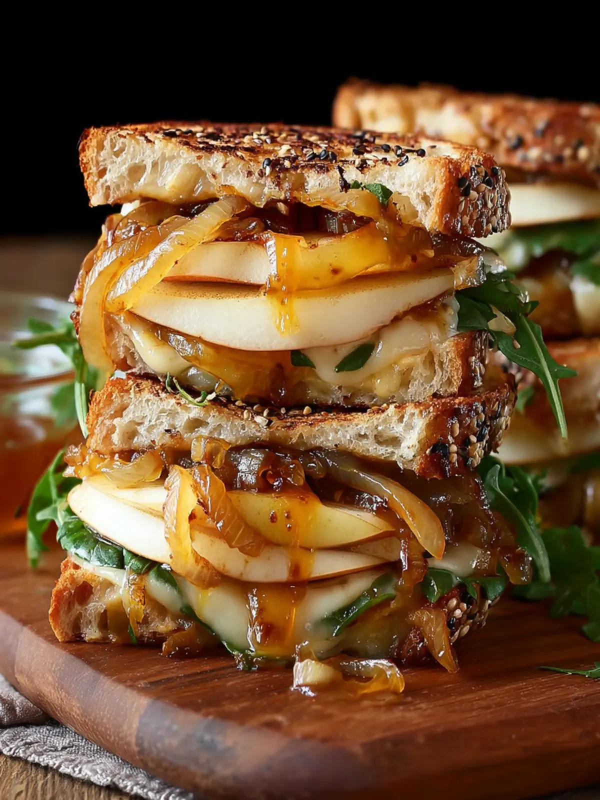 pear and apple grilled cheese with caramelized onions First Image
