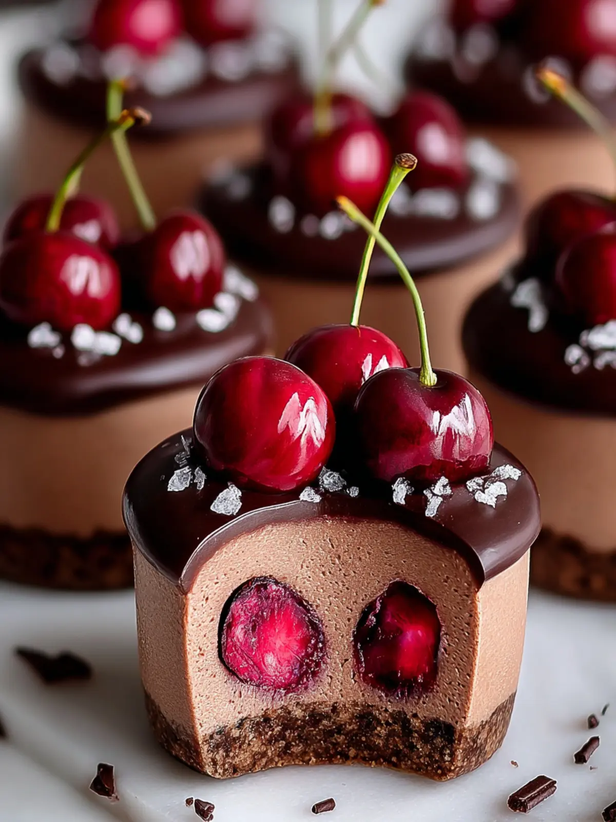 No Bake Cherry + Choc Mousse Cups Recipe First Image