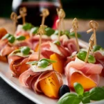 Elegant Prosciutto and Pickled Peach Appetizer Skewers First Image